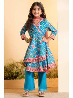 Biba - Girls Polyester Printed Anarkali Kurta Pant With Dupatta