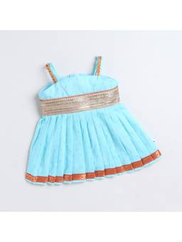Many Frocks - Knee Length Blue Baby Ethnic Dress