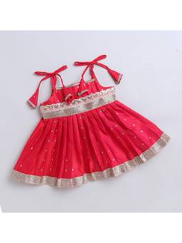 Many Frocks - Knee Length Magenta Baby Ethnic Dress