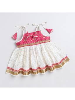Many Frocks - Knee Length White Baby Ethnic Dress