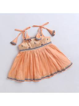 Many Frocks - Knee Length Peach Baby Ethnic Dress