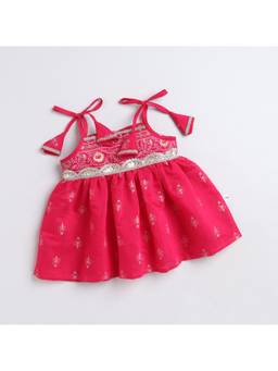 Many Frocks - Knee Length Red Baby Ethnic Dress