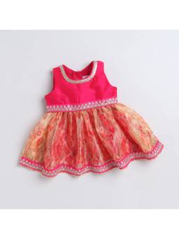 Many Frocks - Knee Length Pink Baby Ethnic Dress