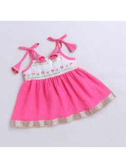 Many Frocks - Knee Length White Baby Ethnic Dress