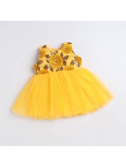Many Frocks - Knee Length Yellow Baby Ethnic Dress