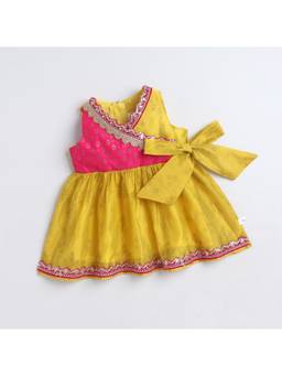 Many Frocks - Knee Length Mustard Baby Ethnic Dress