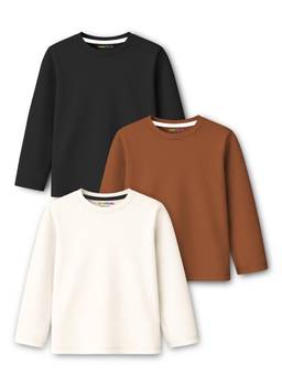 Trampoline - Boys Multi-Color Full Sleeve Solid T-Shirt (Pack Of 3)
