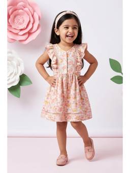 TINY GIRL - Tressel Ruffled Sleeves Floral Printed Dress