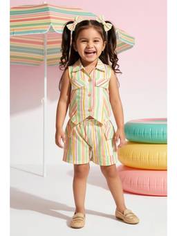 TINY GIRL - Tressel Sleeveless Stripe Printed Top And Shorts