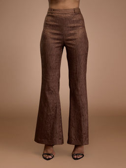 RSVP by Nykaa Fashion - Mocha Brown Textured Fit and Flare Pants