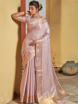 Odette - Maheshwari Silk Purple Women Soothing Saree with Unstitched Blouse