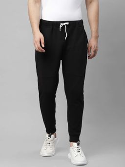 RIGO - Men Black Solid Terry Joggers