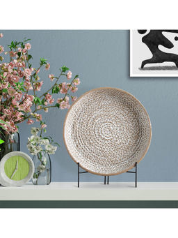 HomeTown - Zenith Polyresin Cirque Thread Platter 38Cm In White