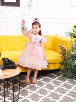 The Lush Affair - Cecily Pink Princess Dress With Castle Embroidered