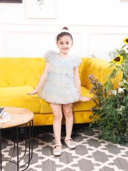 The Lush Affair - Nina Blue And White A Line Tulle Dress