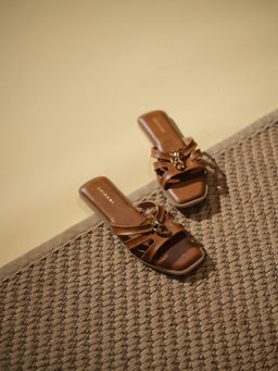 ERIDANI - Alexa Tan Embellished Flats