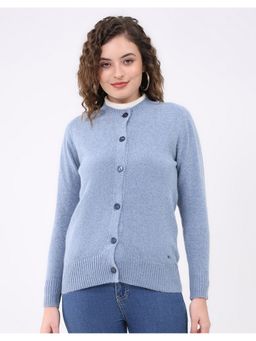 Monte Carlo - Blue Women Round Neck Full Sleeve Cardigan