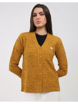 Monte Carlo - Mustard Women V Neck Full Sleeve Cardigan