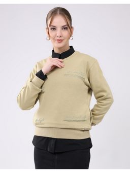Monte Carlo - Beige Women Round Neck Full Sleeve Sweatshirt