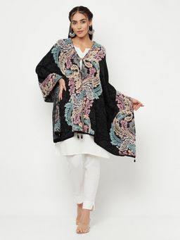 KnitStudio - Black Floral Knitted Shawl