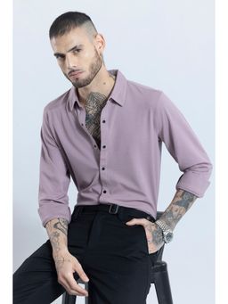 Snitch - Lavender Plain Full Sleeves Slim Casual Shirt for Men