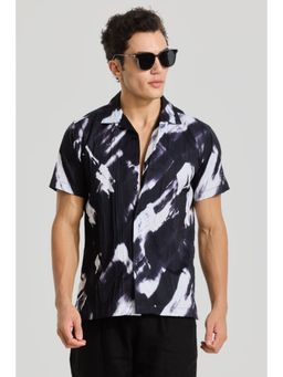 Snitch - Black Printed Half Sleeves Boxy Casual Shirt for Men