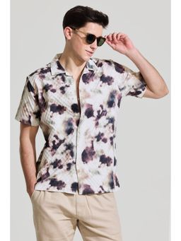 Snitch - White Printed Half Sleeves Boxy Casual Shirt for Men