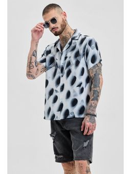 Snitch - Light Grey Printed Half Sleeves Boxy Casual Shirt for Men
