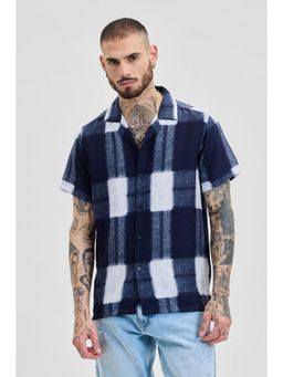 Snitch - Indigo Printed Half Sleeves Boxy Casual Shirt for Men