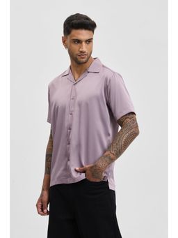 Snitch - Lavender Plain Half Sleeves Boxy Casual Shirt for Men