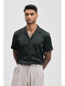 Snitch - Dark Green Plain Half Sleeves Boxy Casual Shirt for Men