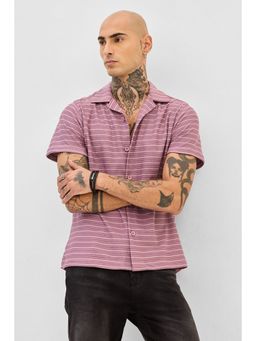Snitch - Pink Stripes Half Sleeves Boxy Casual Shirt for Men