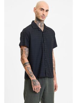 Snitch - Black Stripes Half Sleeves Boxy Casual Shirt for Men
