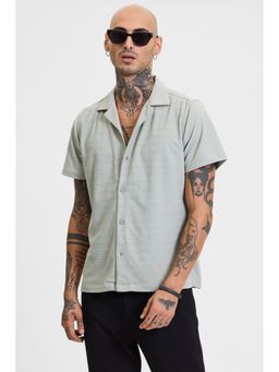 Snitch - Light Green Stripes Half Sleeves Boxy Casual Shirt for Men