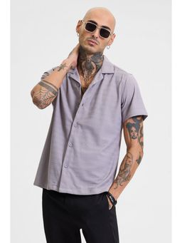 Snitch - Lavender Textured Half Sleeves Boxy Casual Shirt for Men