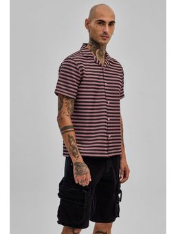 Snitch - Pink Stripes Half Sleeves Boxy Casual Shirt for Men