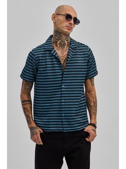 Snitch - Blue Stripes Half Sleeves Boxy Casual Shirt for Men