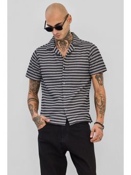 Snitch - Grey Stripes Half Sleeves Boxy Casual Shirt for Men