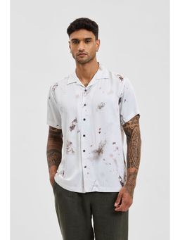 Snitch - Off White Printed Half Sleeves Boxy Casual Shirt for Men