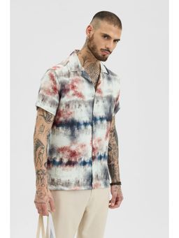 Snitch - Off-White Printed Half Sleeves Boxy Casual Shirt for Men