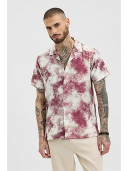 Snitch - Magenta Printed Half Sleeves Boxy Casual Shirt for Men