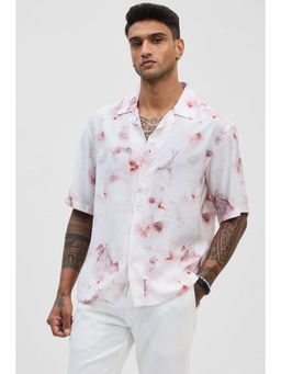 Snitch - Rust Printed Half Sleeves Oversized Casual Shirt for Men