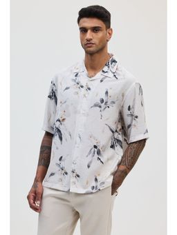 Snitch - Off White Printed Half Sleeves Oversized Casual Shirt for Men
