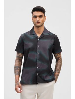 Snitch - Charcoal Grey Printed Half Sleeves Boxy Casual Shirt for Men
