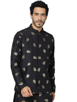 Vastramay - Men's Black Sequins Nehru Jacket