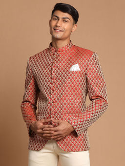 Vastramay - Men's Maroon Banarasi Jacquard Jodhpuri