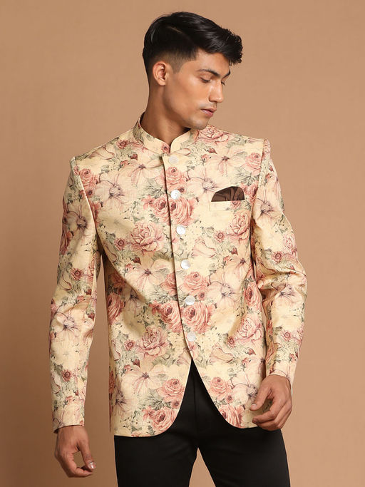 Vastramay Men's Beige Jodhpuri