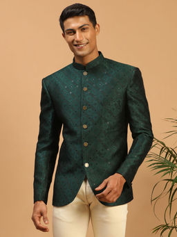 Vastramay - Men's Green Silk Blend Jodhpuri