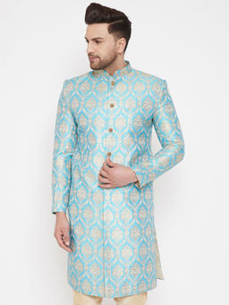 Vastramay - Men's Aqua Silk Blend Sherwani