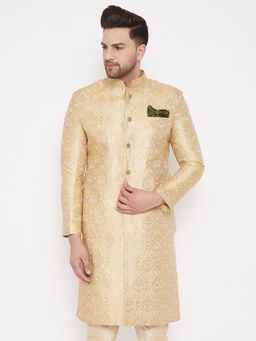 Vastramay - Men's Gold Silk Blend Sherwani
